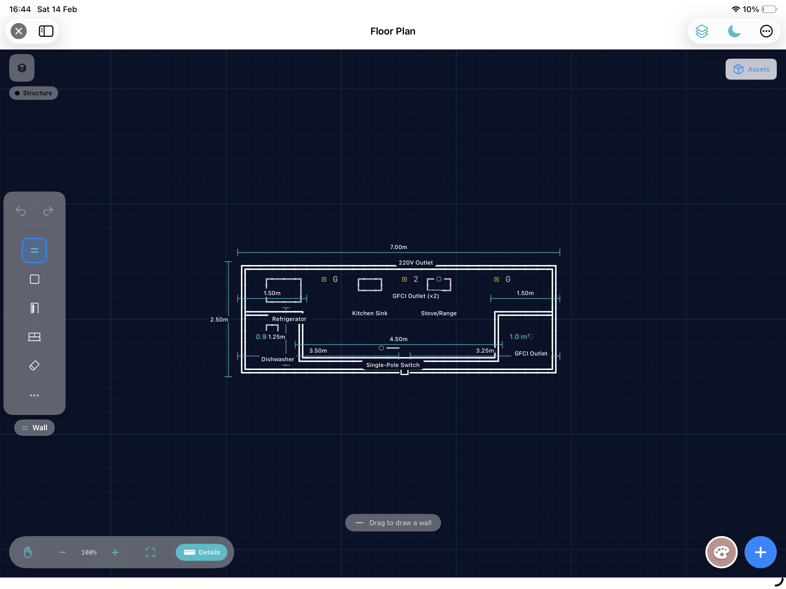 U-Shaped Kitchen floor plan template